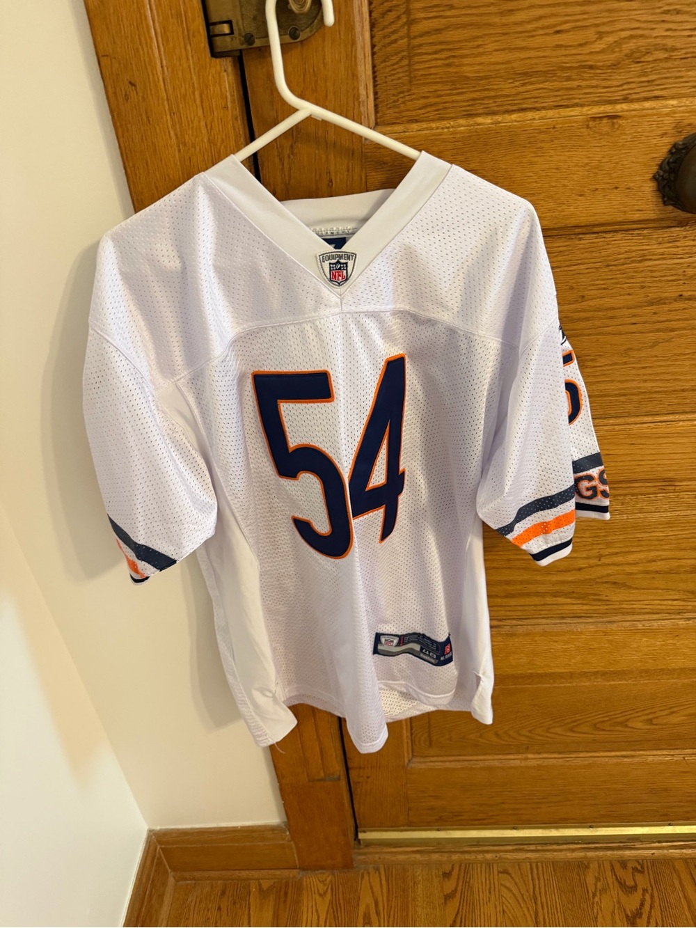 NFL White #54 Jersey with Navy and Orange Trim